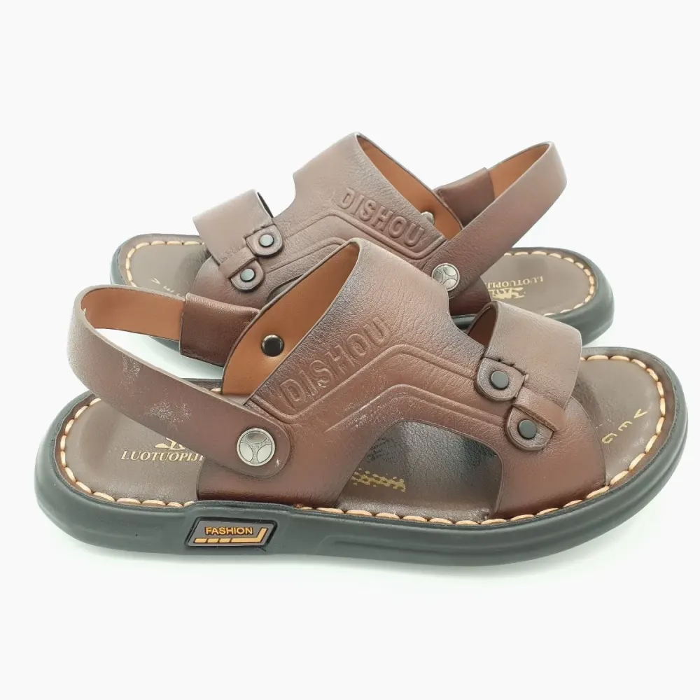 Sandal nam quai chéo Hải Nancy da bò hạt mềm A555N ảnh 1