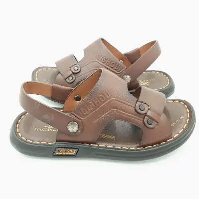 Sandal nam quai chéo Hải Nancy da bò hạt mềm A555N