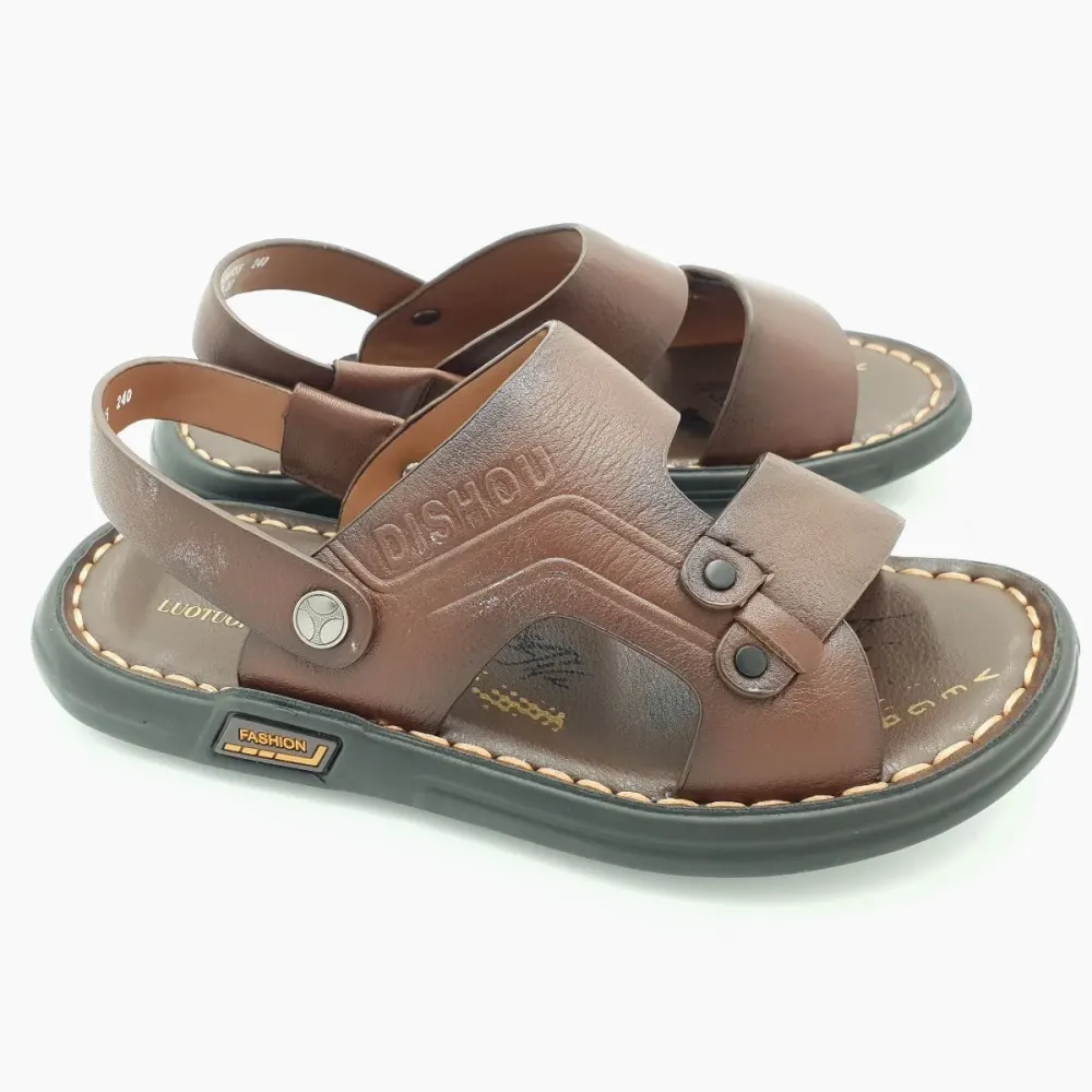 Sandal nam quai chéo Hải Nancy da bò hạt mềm A555N ảnh 2