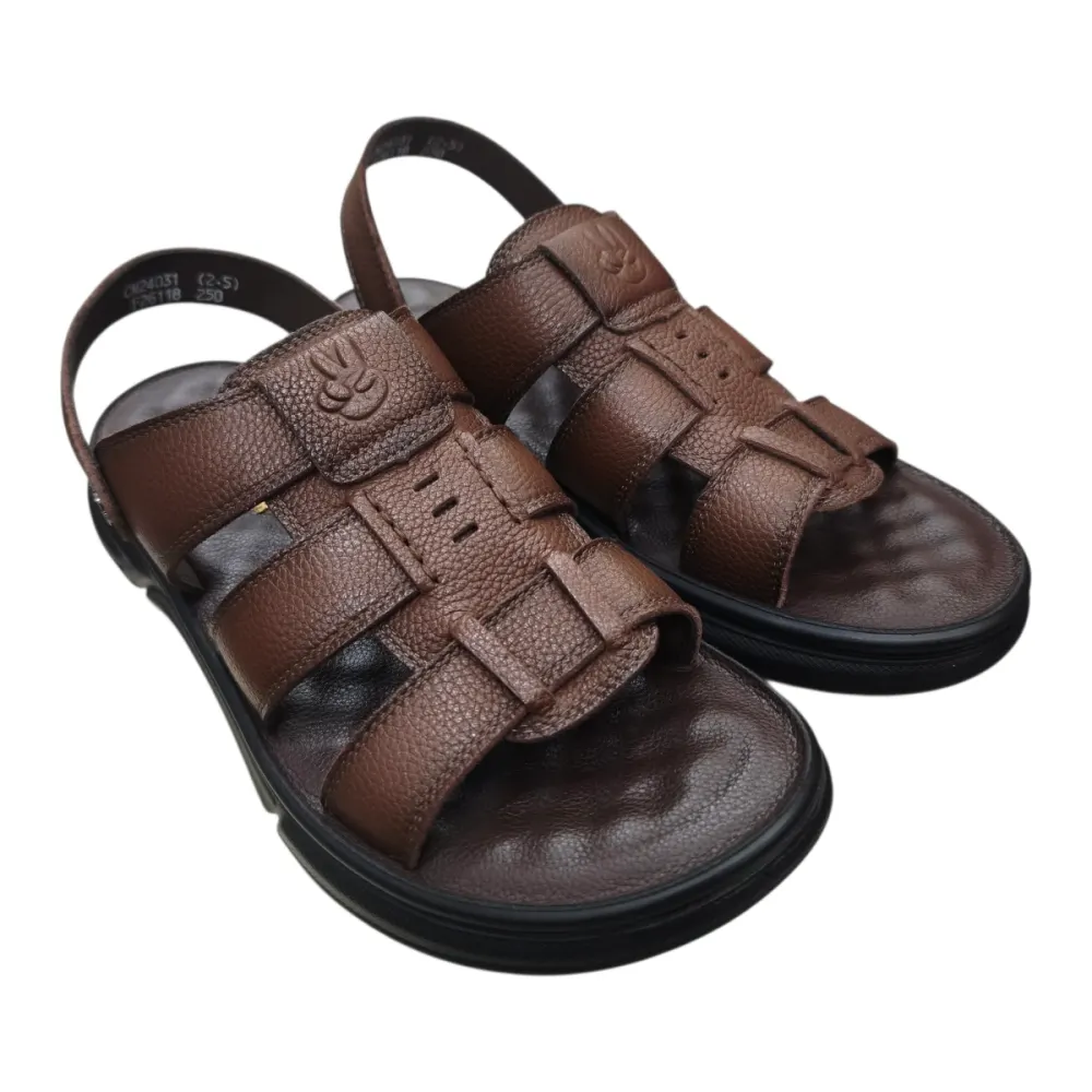 Sandal nam quai chéo Hải Nancy da bò cao cấp F26118N ảnh 1