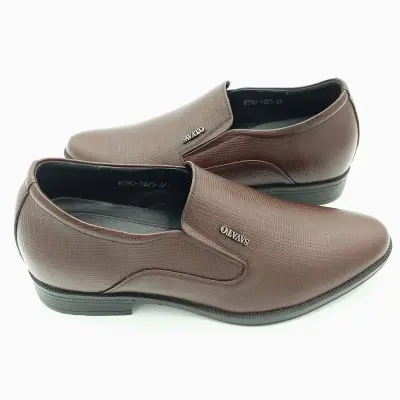 Giày tây nam tăng chiều cao xỏ chân Hải Nancy da bò vân HT1025N