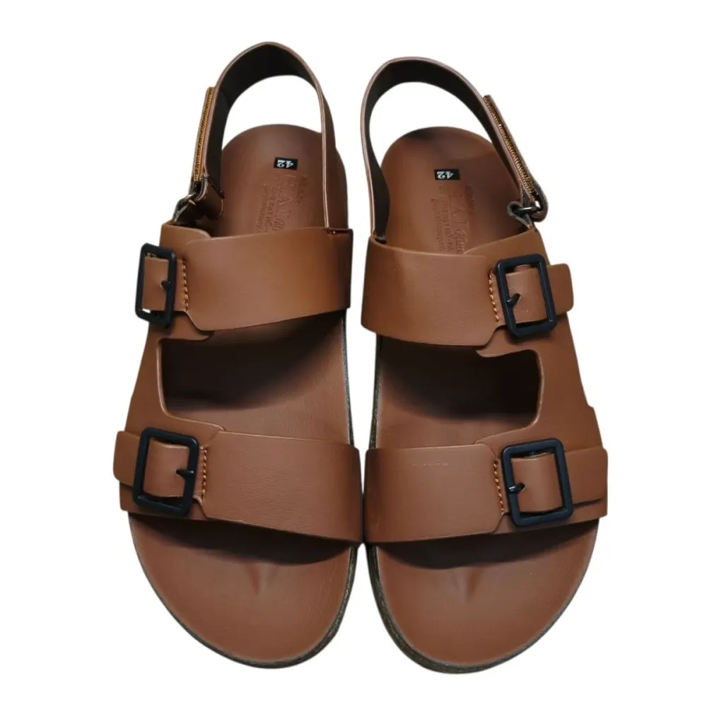Sandal nam quai chéo Hải Nancy da bò trơn SC02V ảnh 2