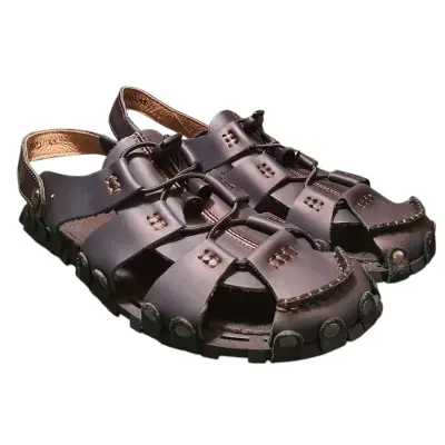 Sandal nam quai chéo Hải Nancy da bò cao cấp SD301X