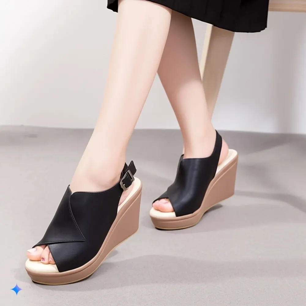 Sandal nữ đế xuồng Hải Nancy da bò cao cấp SH505D ảnh 10