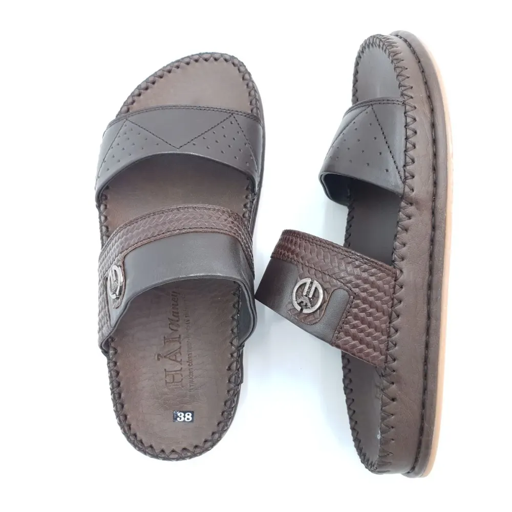 Dép nam quai chéo Hải Nancy da bò cao cấp T076N ảnh 7
